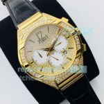 PPF Factory Piaget Polo Watch Yellow Gold Diamond Watch Black Leather 43MM